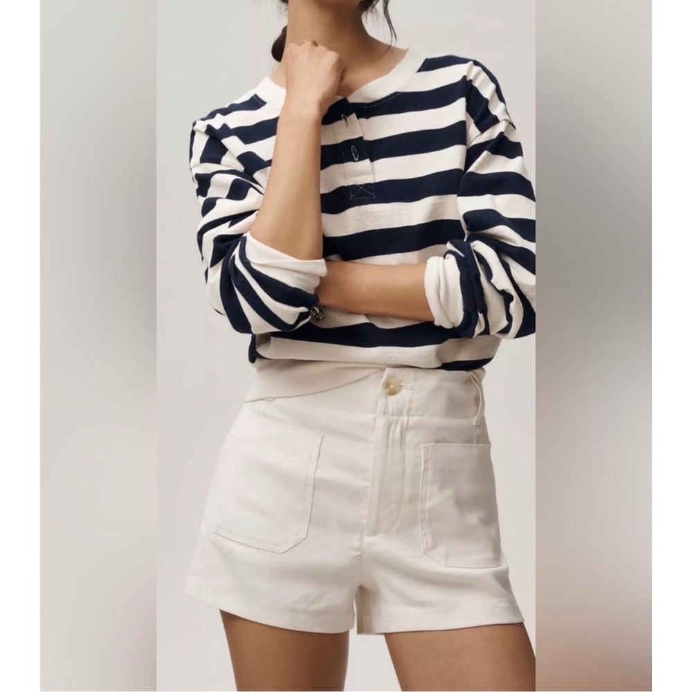Anthropologie Maeve The Colette White Coquette Cottagecore Boho Retro Shorts 26